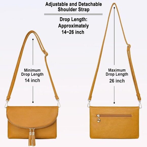 Womens Envelop Clutch Purse Multi Compartments, 6 Card Slot Inside, Crossbody Ba - Picture 5 of 7